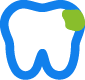 outline of a tooth, with green dot at top right, signifying food stuck between teeth, which can be cleared out at West Richland Family Dental