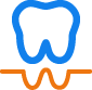 blue outline of a tooth above a wavy orange line, signifying wisdom tooth extraction at West Richland Family Dental